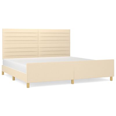 vidaXL Bedframe met hoofdeinde stof crèmekleurig 200x200 cm