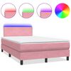 vidaXL Boxspring met matras en LED fluweel roze 120x210 cm