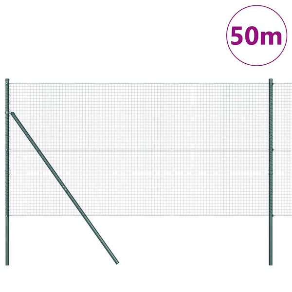 vidaXL Afrasteringspaal Groen 50 x 1 m (25 x 25 mm gaas) Staal en PVC