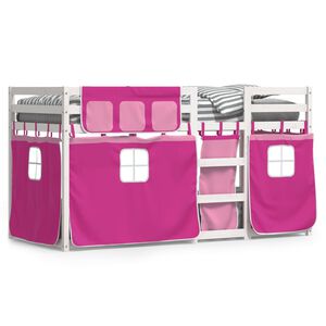 vidaXL Stapelbed met gordijnen 90x190 cm grenenhout roze