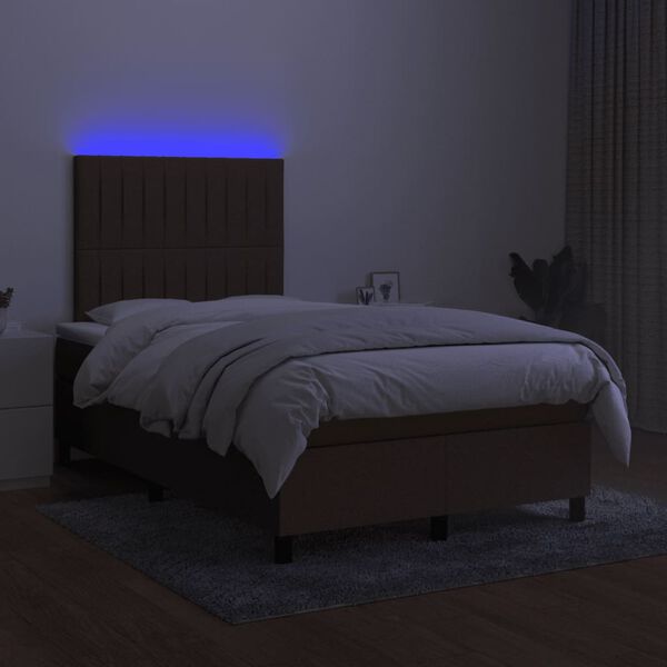 vidaXL Boxspring met matras en LED stof donkerbruin 120x190 cm