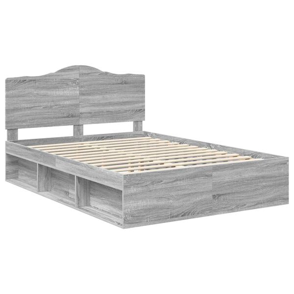 vidaXL Bedframe Grijs Sonoma 150 x 200 cm Massief grenenhout