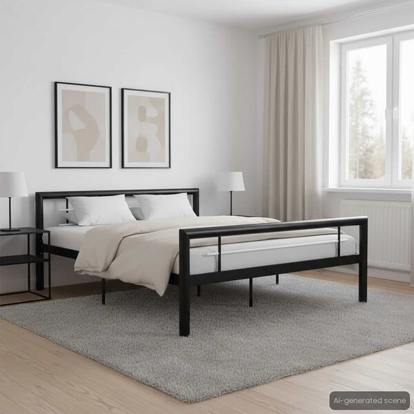 vidaXL Bedframe metaal zwart en wit 120x200 cm