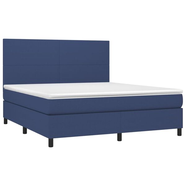 vidaXL Boxspring met matras en LED stof blauw 180x200 cm