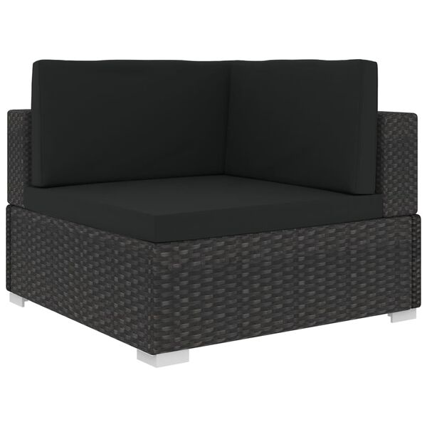 vidaXL 5-delige Loungeset met kussens poly rattan zwart