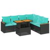 vidaXL 7-delige Loungeset met kussens poly rattan zwart
