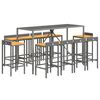 vidaXL 11-delige Tuinbarset poly rattan en massief acaciahout grijs