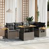 vidaXL 6-delige Loungeset met kussens poly rattan grijs