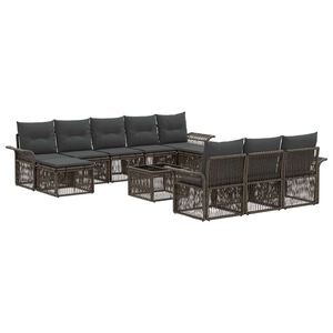 vidaXL Tuinbankenset 11 pcs Grijs poly rattan