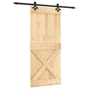 vidaXL Schuifdeur Naturel en Zwart 90 x 210 cm Massief Grenenhout