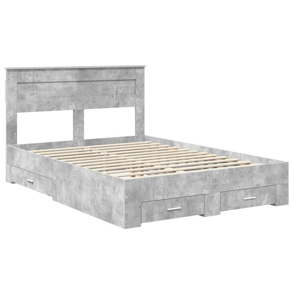 vidaXL Bedframe met hoofdeinde Beton Grijs 140 x 200 cm Bewerkt hout