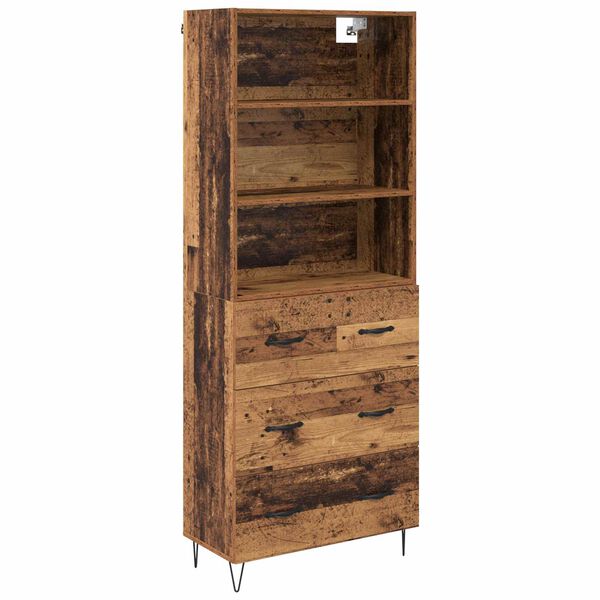 vidaXL Hoge kast met lade 2 pcs Oudhout Bewerkt hout