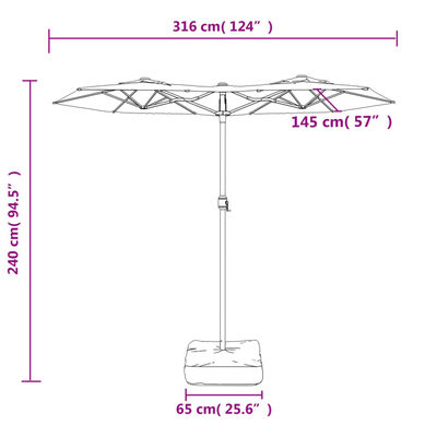 vidaXL Parasol dubbel met LED's 316x240 cm terracottakleurig