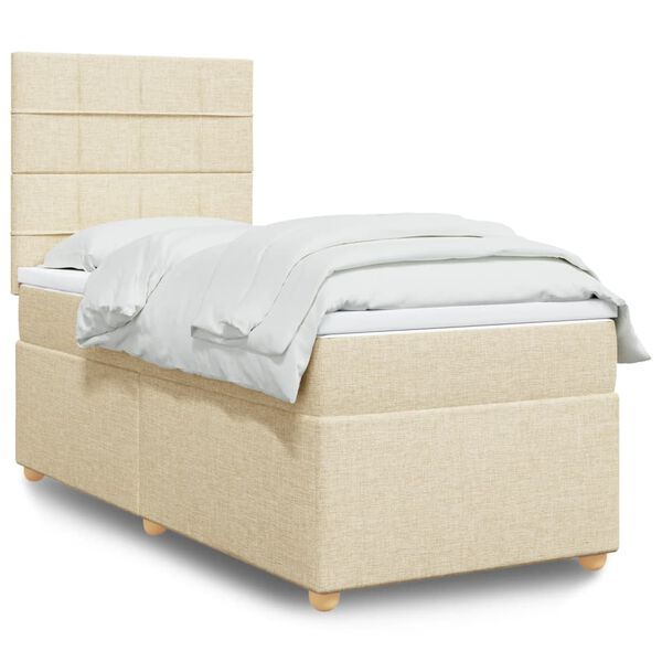 vidaXL Boxspring met matras stof cr&egrave;mekleurig 80x200 cm