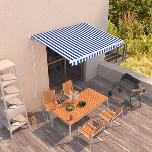 vidaXL Luifel automatisch uittrekbaar 300x250 cm blauw en wit