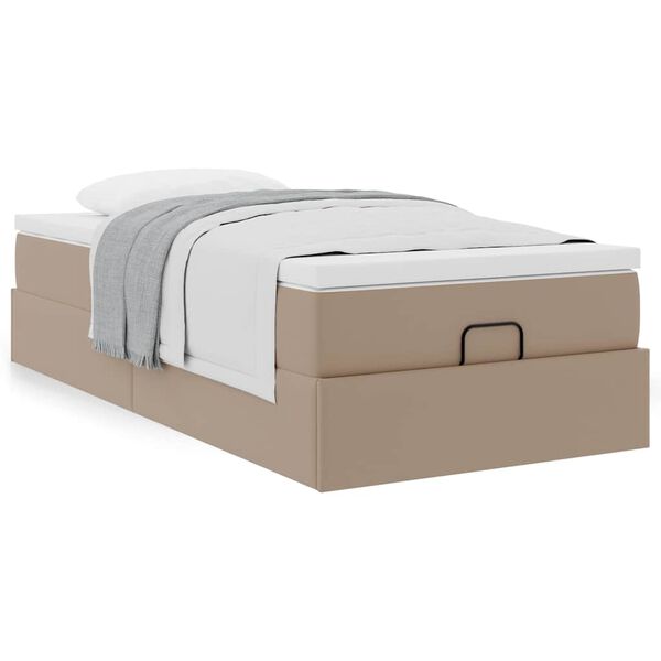 vidaXL Ottoman bed met matras 100x200cm kunstleer cappuccinokleurig
