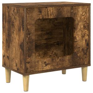 vidaXL Kattenhuis Gerookt eiken 51 x 30 x 52 cm Bewerkt hout