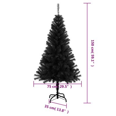vidaXL Kunstkerstboom met standaard 150 cm PVC zwart