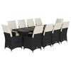 vidaXL 11-delige Bistroset met kussens poly rattan zwart