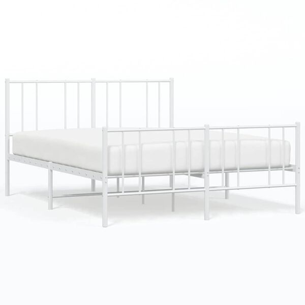 vidaXL Bedframe met hoofd- en voeteneinde metaal wit 135x190 cm