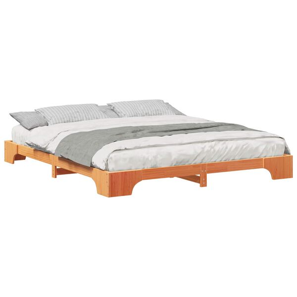 vidaXL Bedframe Bruin 200 x 220 cm Massief grenenhout