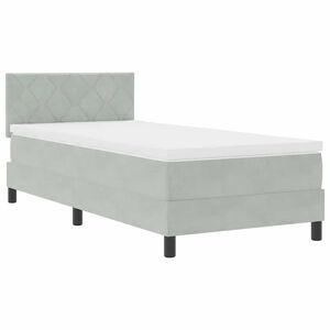 vidaXL LED Box Spring Bed Lichtgrijs 100 x 200 cm Fluweel