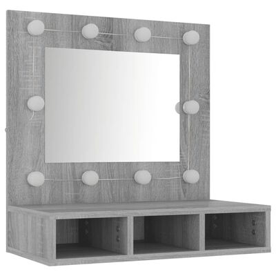 vidaXL Spiegelkast met LED-verlichting 60x31,5x62 cm grijs sonoma