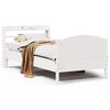 vidaXL Bedframe zonder matras massief grenenhout wit 75x190 cm
