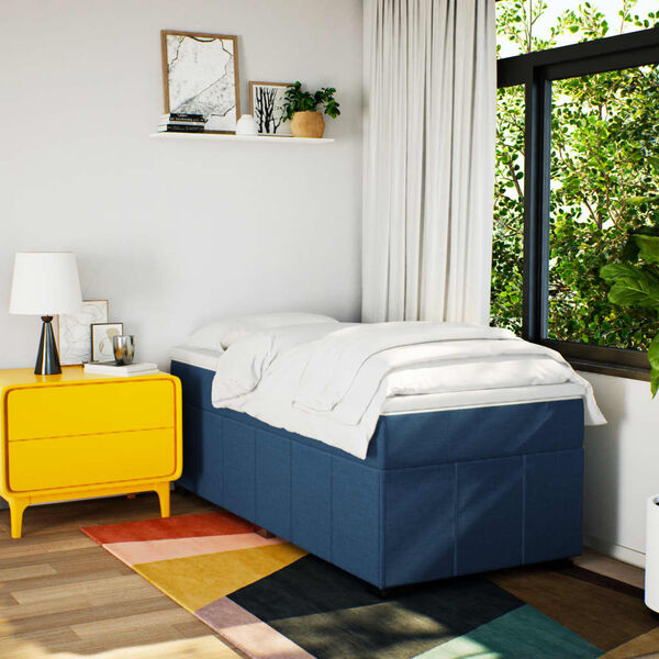 vidaXL Boxspring met matras stof blauw 90x190 cm