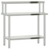 vidaXL Keukenwerktafel met bovenschap 110x55x120 cm roestvrij staal