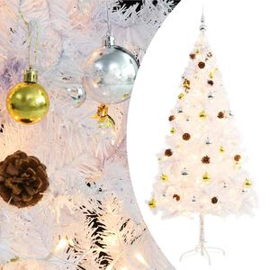 vidaXL Kunstkerstboom met verlichting en kerstballen 180 cm wit
