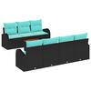 vidaXL Tuinbankenset 8 st Zwart en Turquoise poly rattan