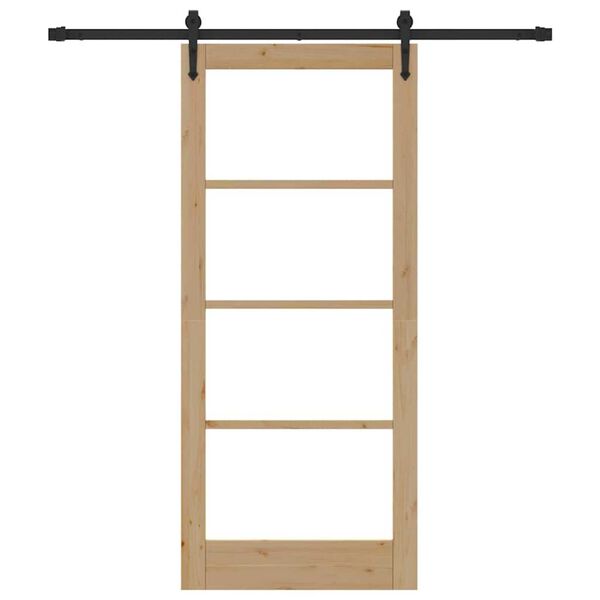 vidaXL Schuifdeur Naturel 86 x 198,5 cm Massief grenenhout en glas