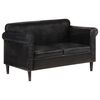 vidaXL Tweezitsbank echt leer zwart
