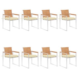 vidaXL Tuinstoelen 8 st met kussens massief teakhout