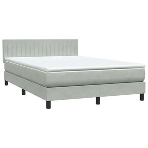 vidaXL Boxspring met matras fluweel lichtgrijs 160x220 cm