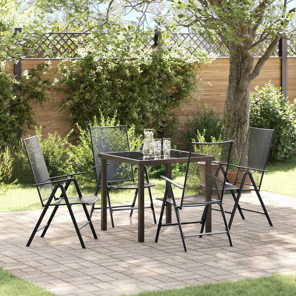 vidaXL Tuin eettafelset 5 pcs Antraciet Gepoedercoat staal