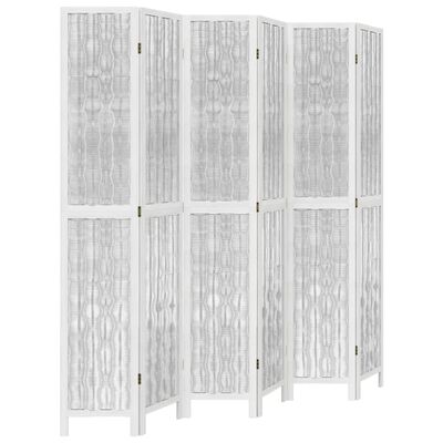 vidaXL Kamerscherm met 6 panelen massief paulowniahout wit