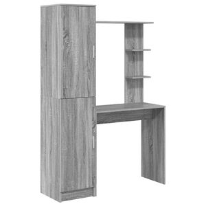 vidaXL Bureau met plank met opslag met de deur 2 st Grijs Sonoma