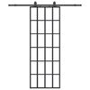 vidaXL Schuifdeur met beslagset 76x205 cm ESG glas zwart