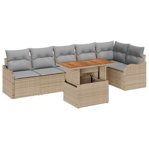 vidaXL Tuin Sofa Set 7 st 6-Aantal zitplaatsen beige en lichtgrijs