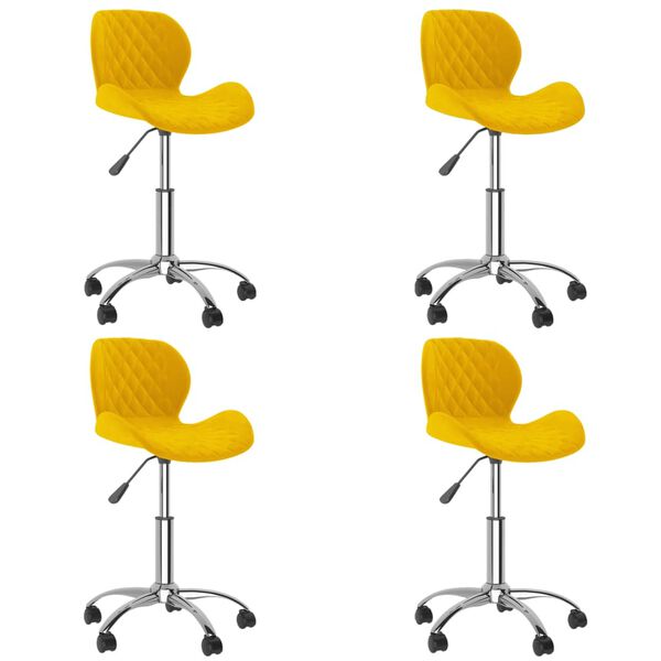 vidaXL Eetkamerstoelen draaibaar 4 st fluweel mosterdgeel