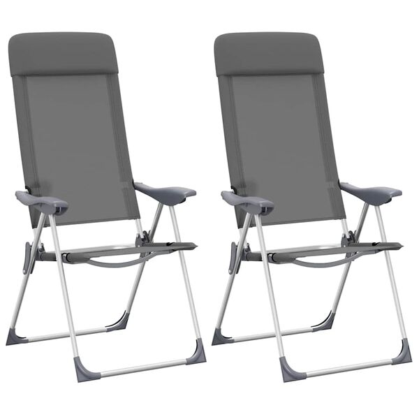 vidaXL Campingstoelen 2 st inklapbaar aluminium grijs