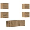 vidaXL 5-delig Tv-meubelset wandmontage bewerkt hout artisanaal eiken