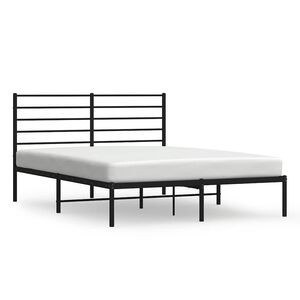 vidaXL Bedframe met hoofdbord metaal zwart 135x190 cm