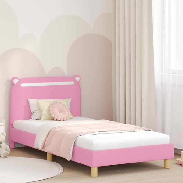 vidaXL Bedframe voor kinderen met hoofdbord Roze 90 x 200 cm Stof