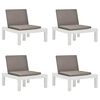 vidaXL Loungestoelen 4 st met kussens kunststof wit