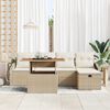 vidaXL Tuin Sofa Set met kussen met opslag 6 pcs Beige Poly riet