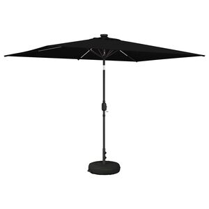 vidaXL Tuinparasol met LED-lampen en voet 200 x 300 cm Polyester Zwart