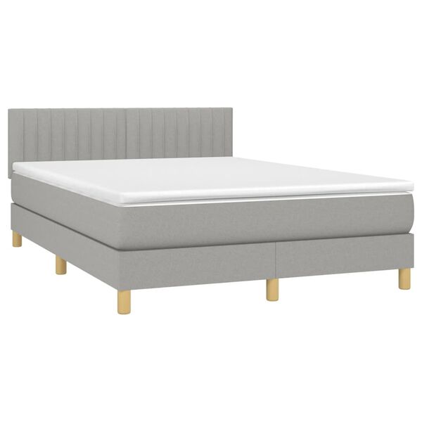vidaXL Boxspring met matras stof lichtgrijs 140x190 cm